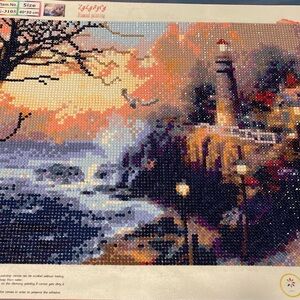 Diamond dot art finished - Lighthouse at water’s edge